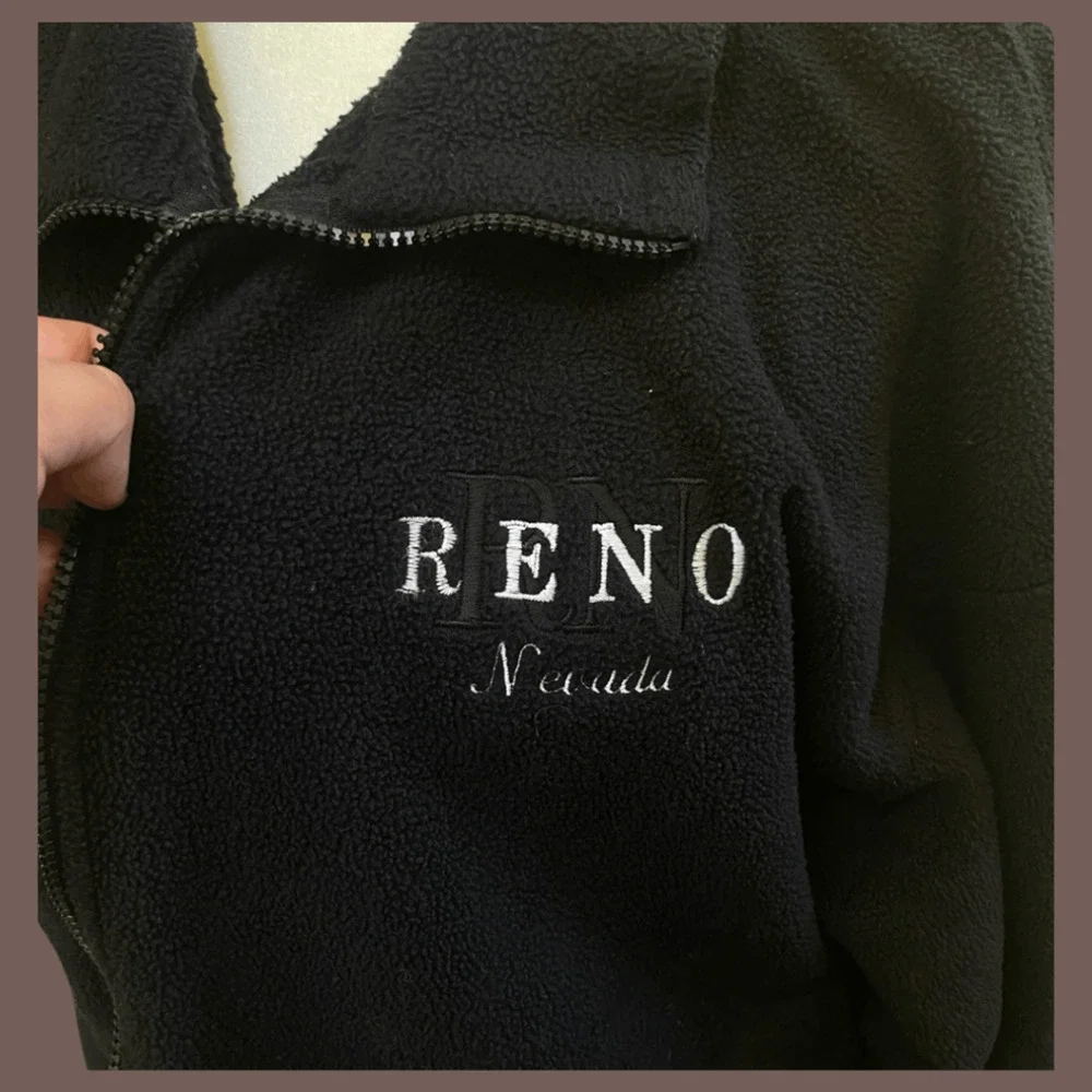 Tipsy Reno Nevada Fleece Jacket | Black Zip | Size XL | Vintage